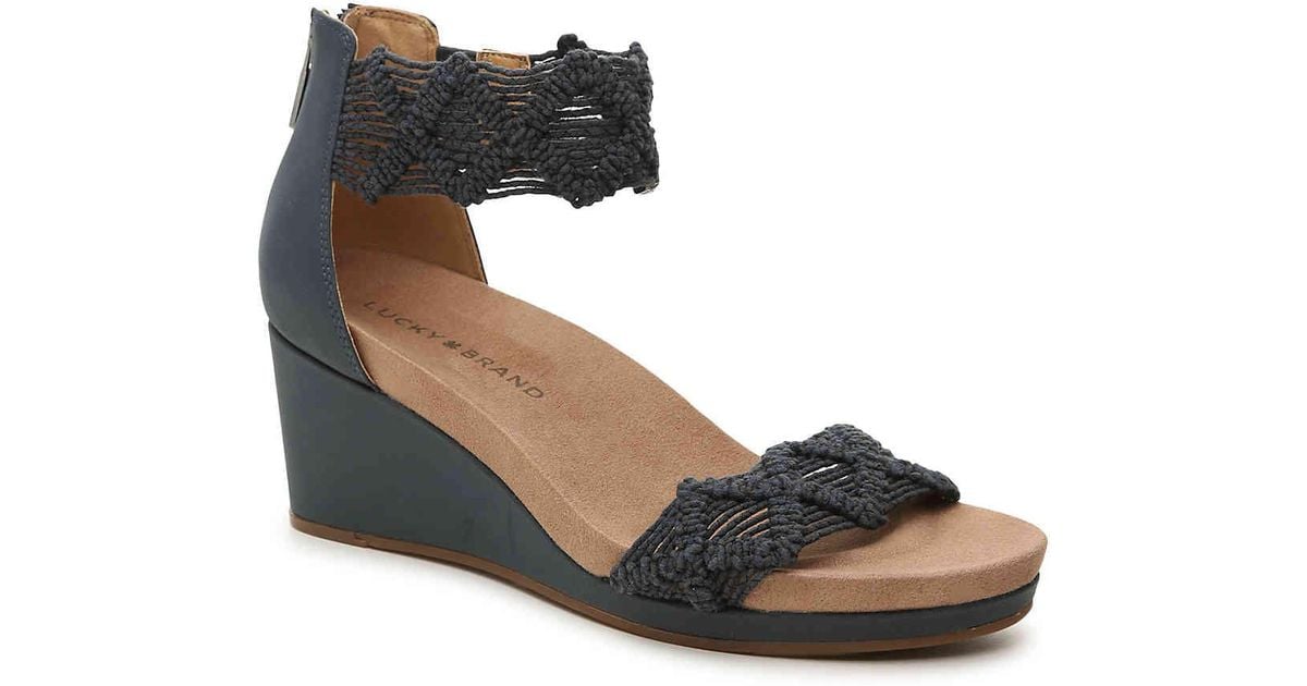 Lucky Brand  Kaydyn Wedge  Sandal  in Blue Lyst