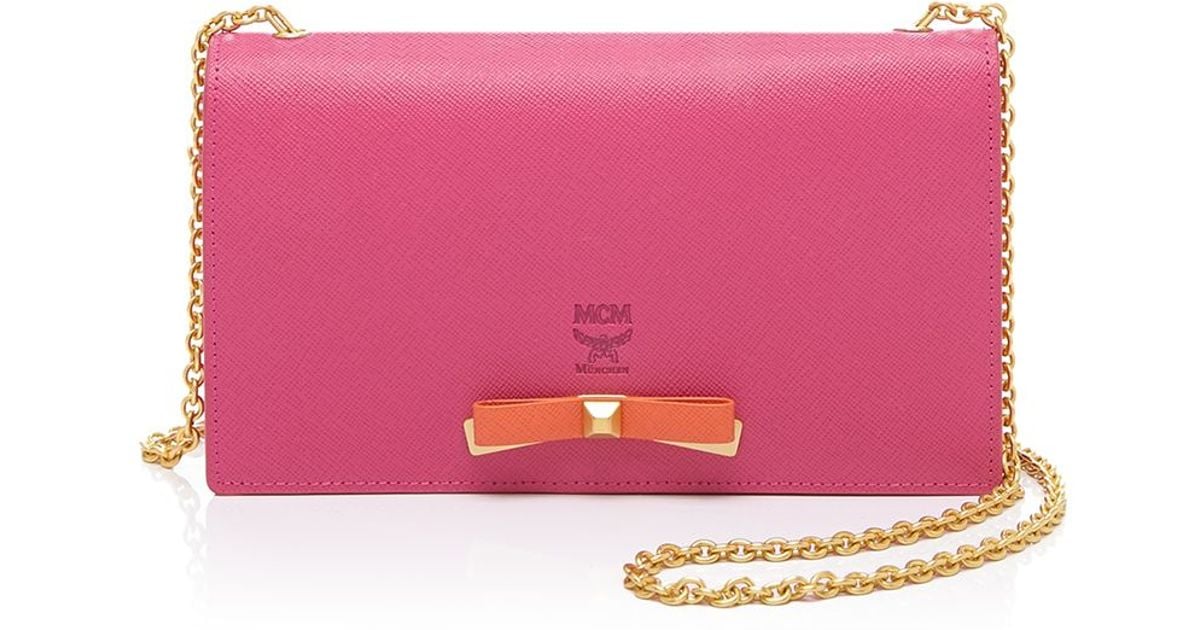 Mcm Mina Large Wallet On A Chain Crossbody in Pink (Basquiat Pink) | Lyst