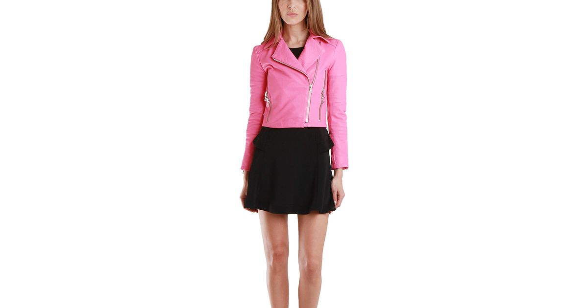 J Brand Aiah Leather Jacket In Pink Lyst