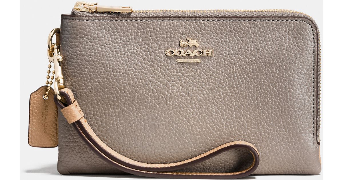 Canada Coach Double Zip Wristlet 96133 4ef60 Hot Coach Double Zip Wallet Ab324 3c7f3 Best Lyst Corner Wristlet In Colorblock Leather Metallic 1804c B1860