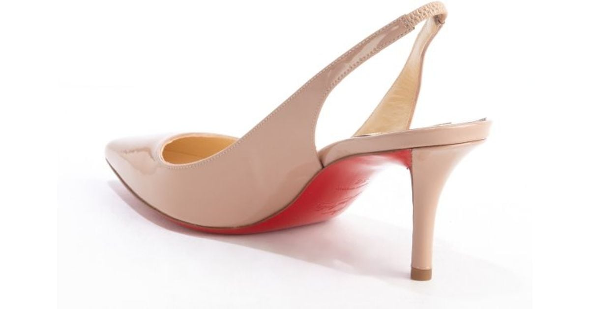 Christian louboutin Nude Patent Leather Apostrophy Sling 70 ...  