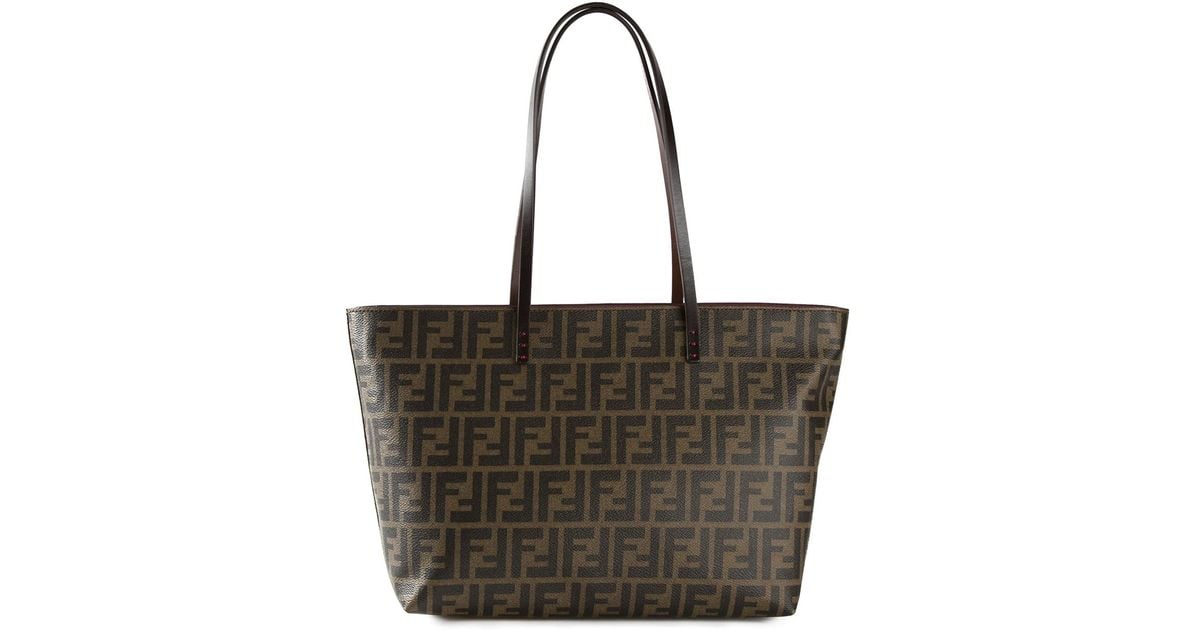Lyst Fendi Ff Logo Roll Tote Bag In Brown