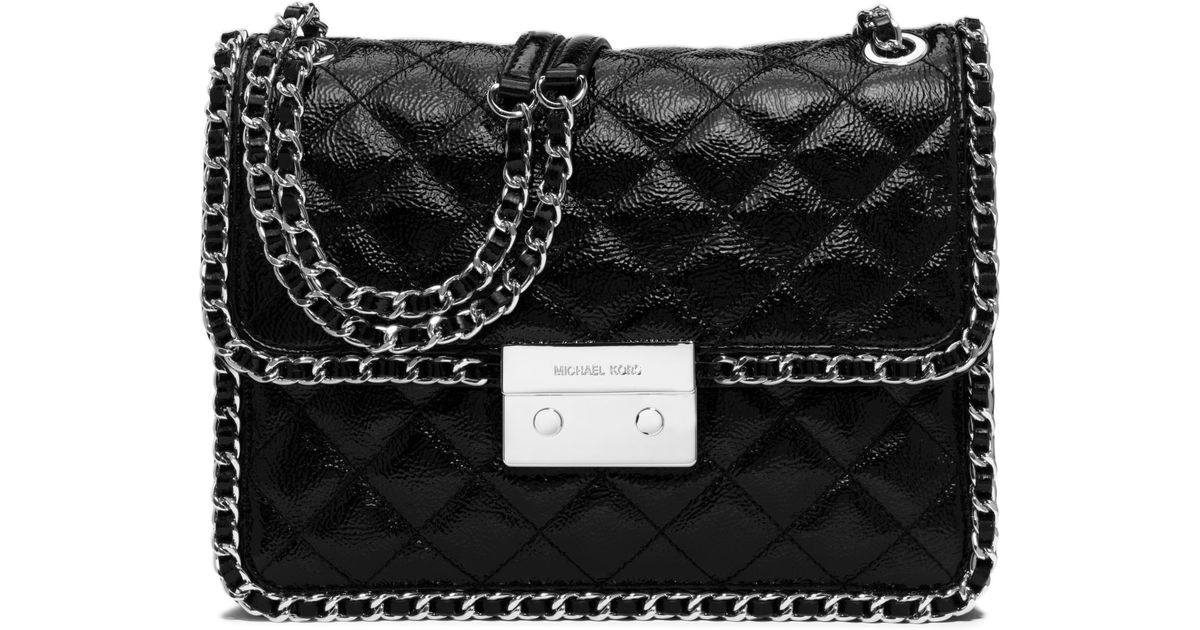 Lyst Michael Kors Carine Large Quilted Patent Leather Shoulder Bag Lyst Michael Kors Carine Large Quilted Patent Leather Shoulder Bag In Black