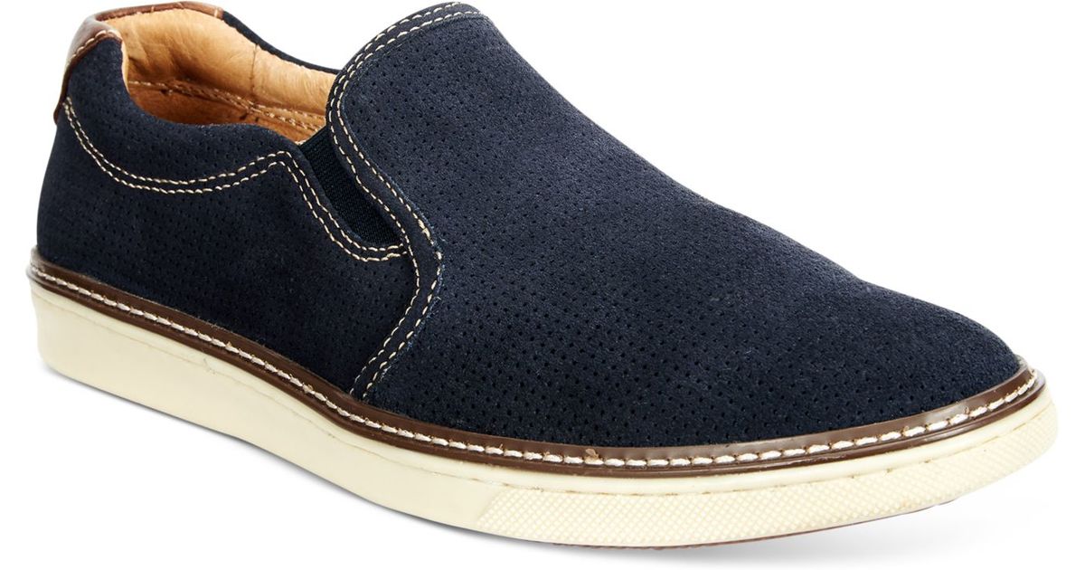 Johnston & murphy Men's Mcguffey Slip-ons in Blue for Men (Navy Suede ...