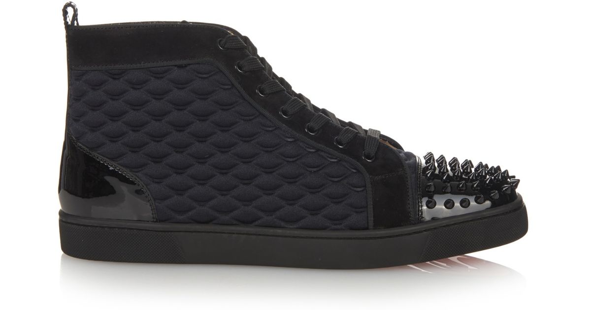 Christian louboutin Lou Spiked Leather High-Top Sneakers in Black ...  