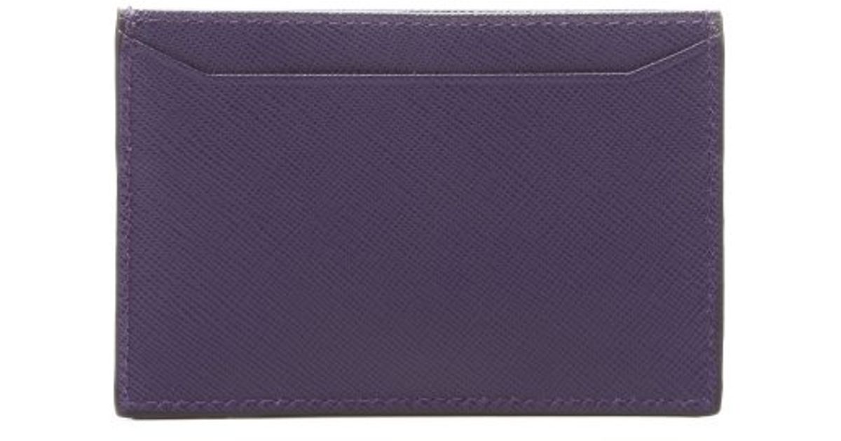 Prada Purple Saffiano Leather Card Holder in Purple | Lyst