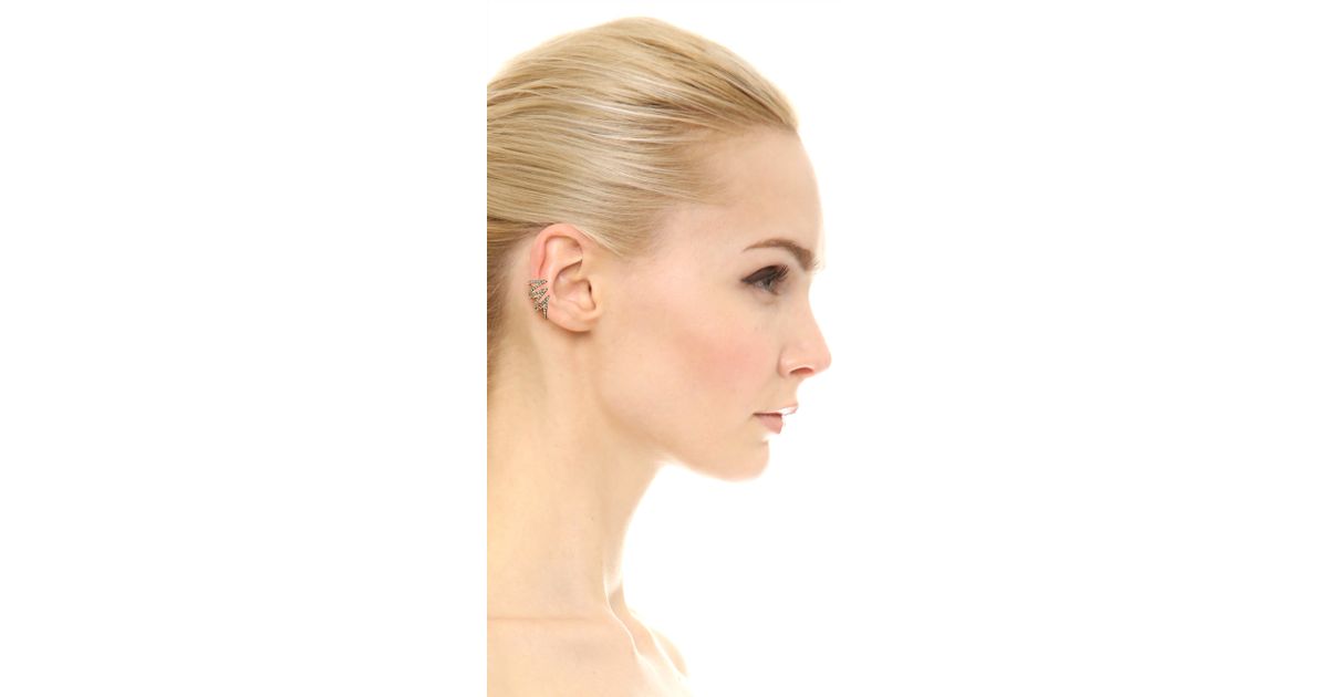 Lyst House Of Harlow 1960 Equator Ear Cuff Gold Smokey Grey In Lyst House Of Harlow 1960 Equator Ear Cuff Gold Smokey Grey In Metallic