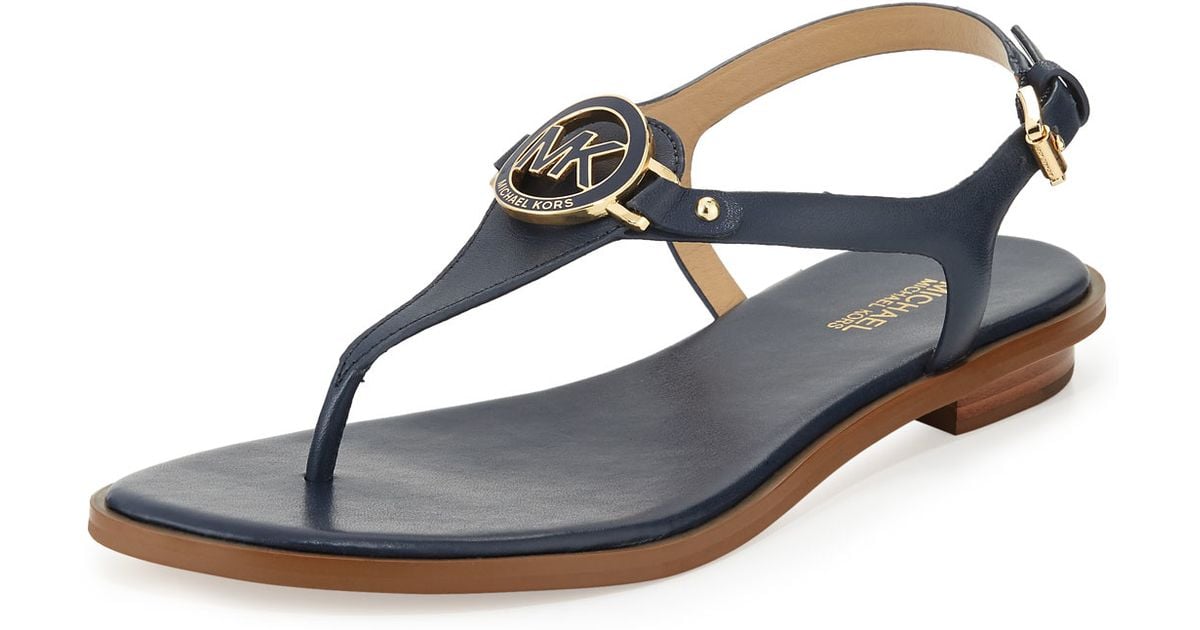 Michael michael kors Lee Leather Sandals in Blue | Lyst