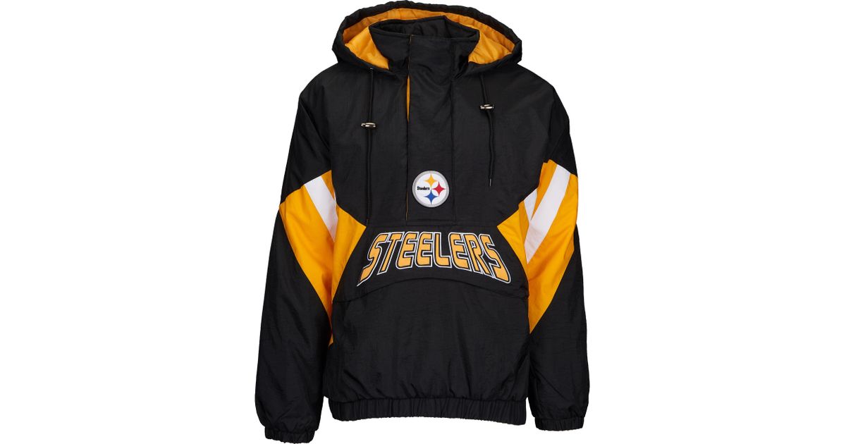 Starter Pittsburgh Steelers Nfl 1/2 Zip Hooded Pullover Jacket in Black