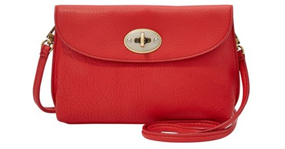 Fossil Red Monica Leather Cross Body Bag