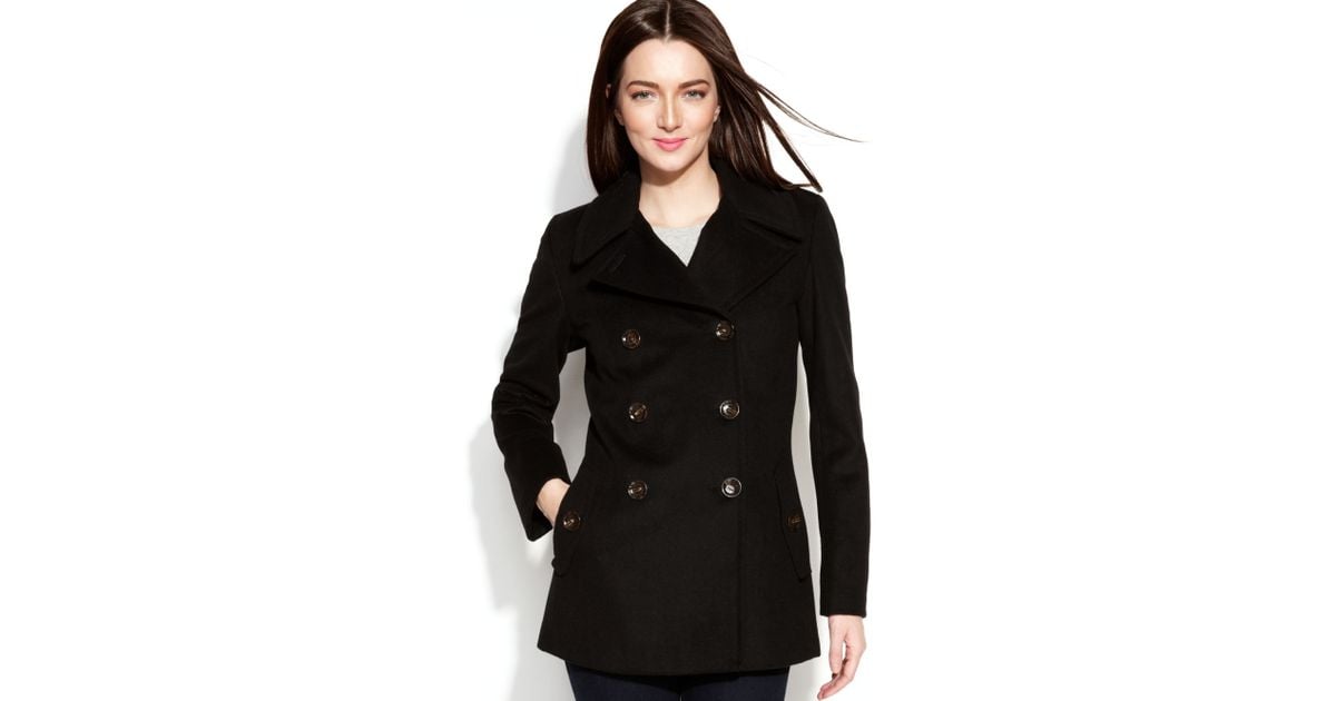 Calvin Klein Peacoat Double Ted Military In Blue Lyst Calvin Klein Women S Single Ted Wool Blend Peacoat Cw387007