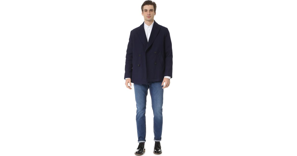 Gerald Stewart Wool Quilted Lined Peacoat In Gray For Men Lyst Online Get Navy Pea Coat Women Aliexpress Com Alibaba Group