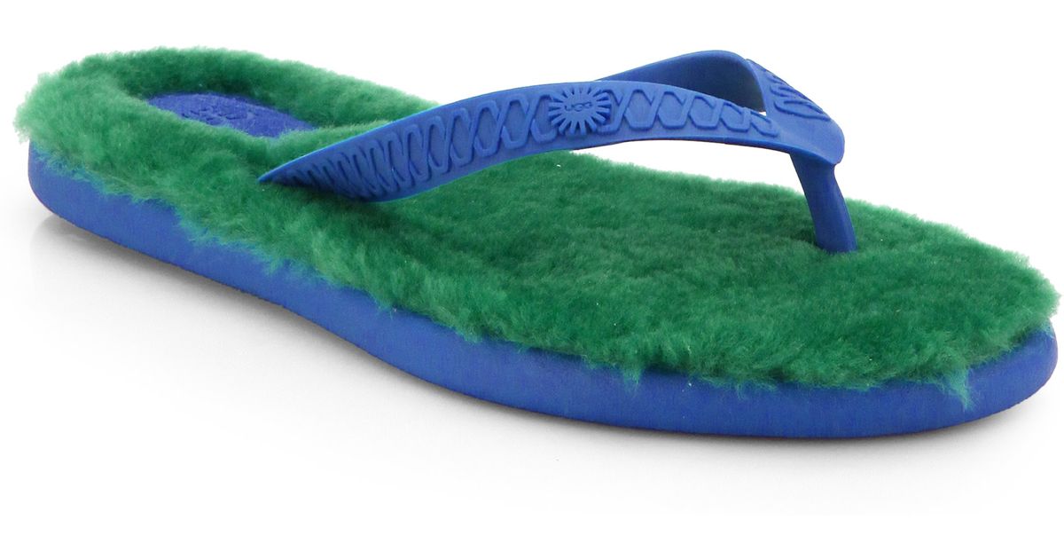 fur flip flops men's