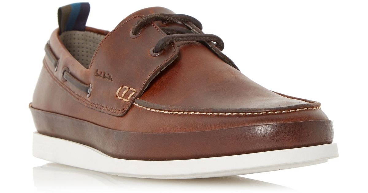 Paul smith Branca White Sole Boat Shoes in Brown for Men | Lyst