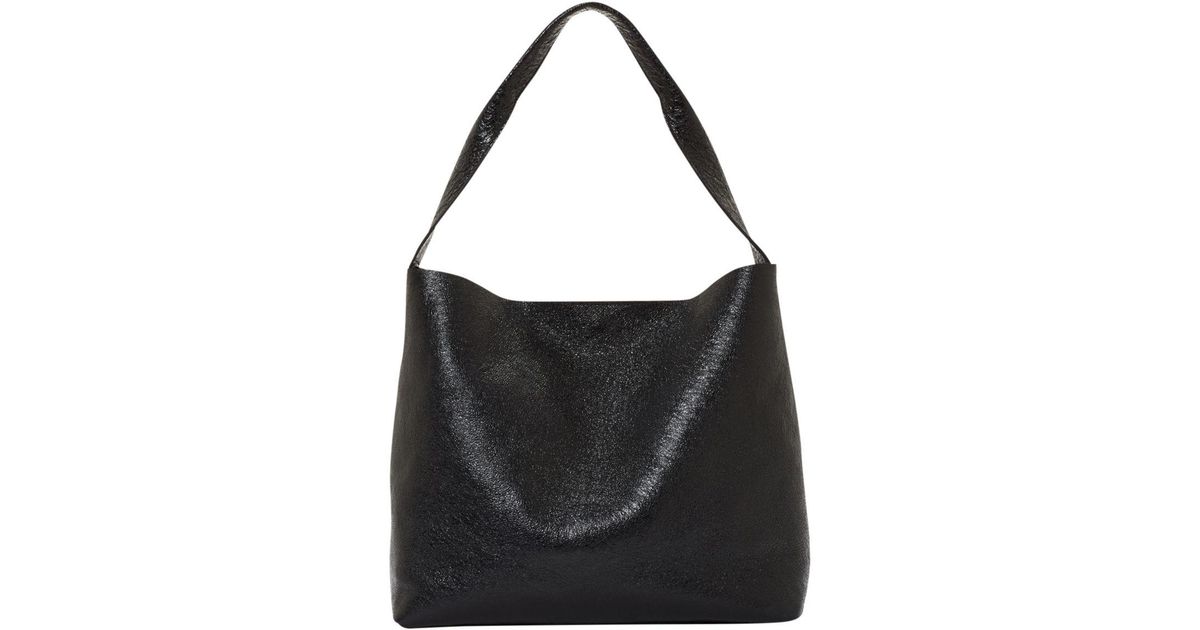Lyst Eileen Fisher Le Coated Leather Bucket Tote In Black