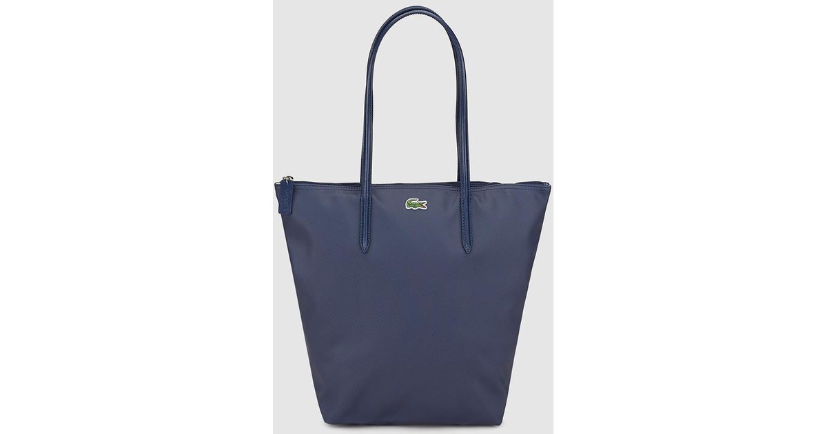 Lacoste Navy Blue Tote Bag With The Brand Logo In Lyst
