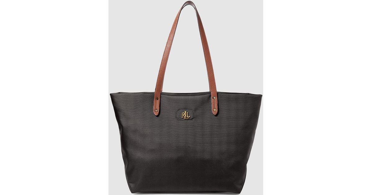 Lauren By Ralph Black Nylon Tote Bag With Gold Initials In Lauren By Ralph Black Nylon Tote Bag With Gold Initials In Lyst