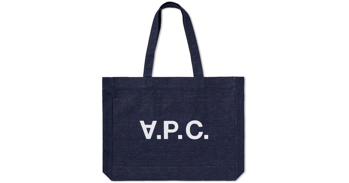 Lyst A P C Logo Denim Tote Bag In Blue For Men