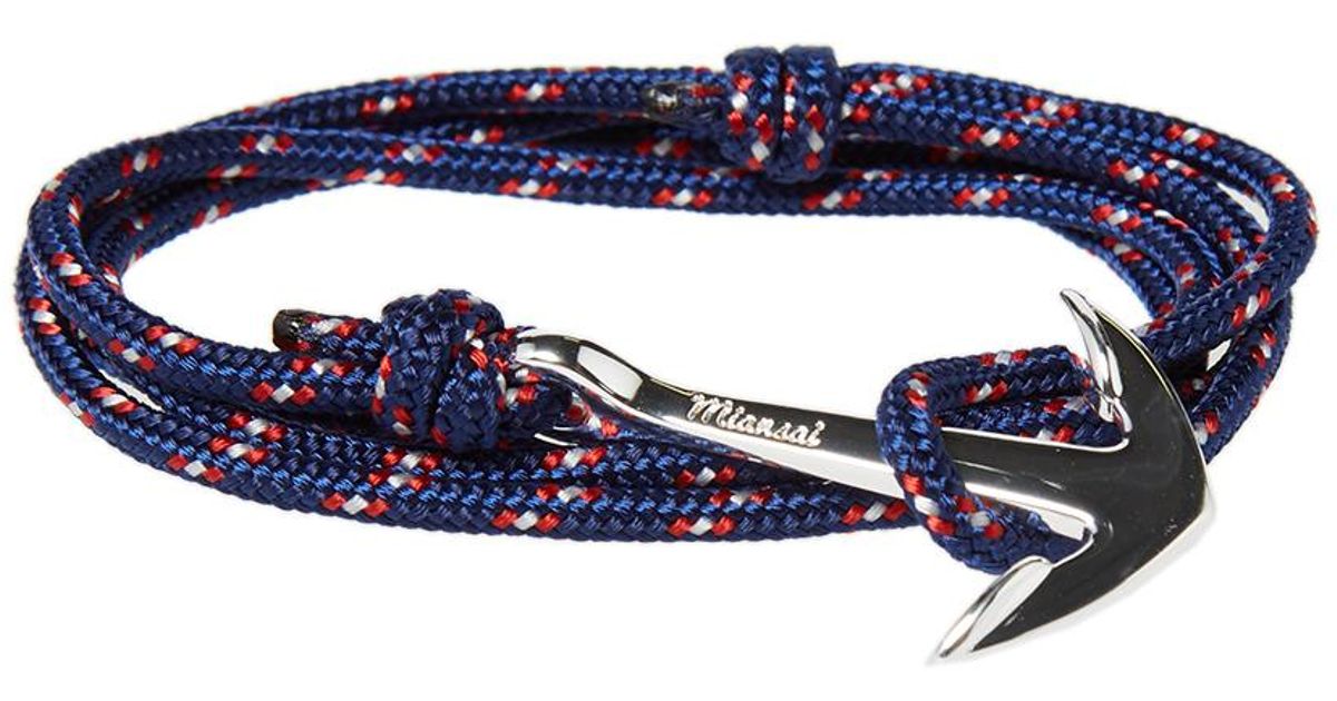 Miansai Silver Anchor Rope Bracelet in Blue for Men - Lyst