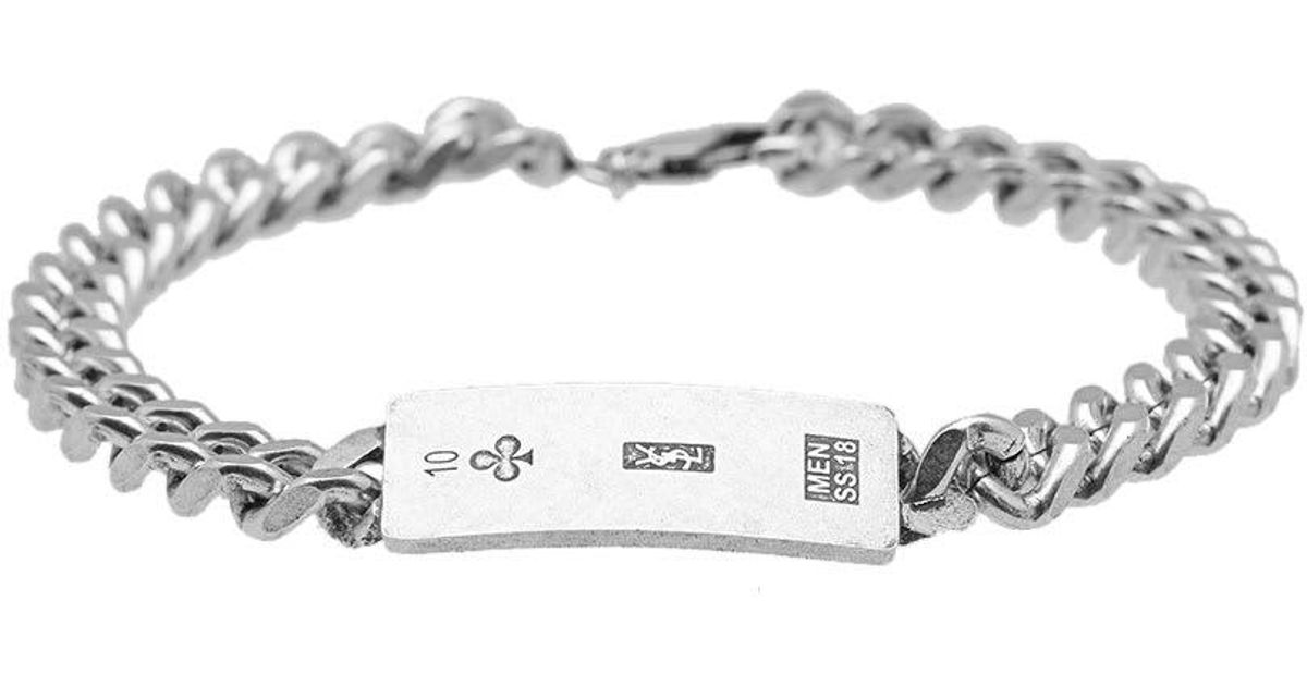 Lyst Saint Lau Ysl Plaque Pendant Bracelet In Metallic