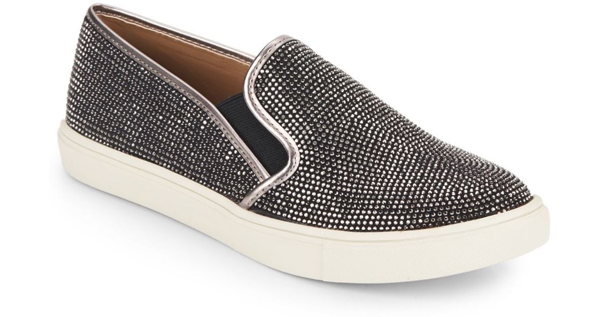 Lyst - Steve Madden Exsess Rhinestone Slip-on Sneakers in Black