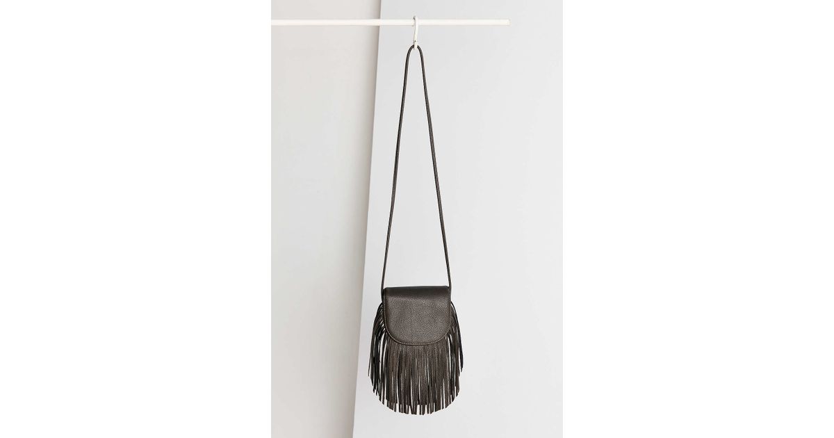 Lyst Ecote Fringe Saddle Bag In Gray