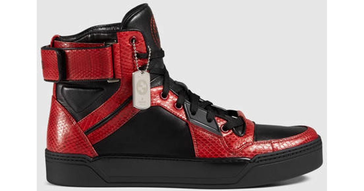 Gucci Red Snakeskin High,top Sneaker for men