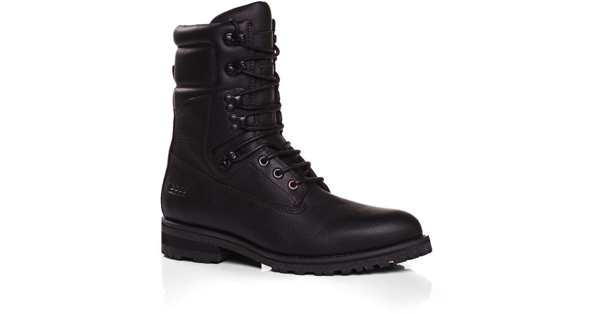 Boss orange 'bootil' | Leather High Top Work Boot in Black ...
