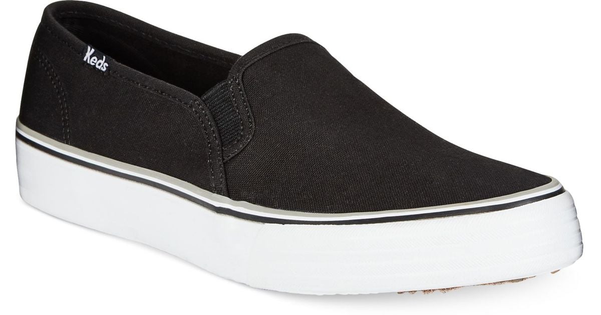 black leather keds slip ons