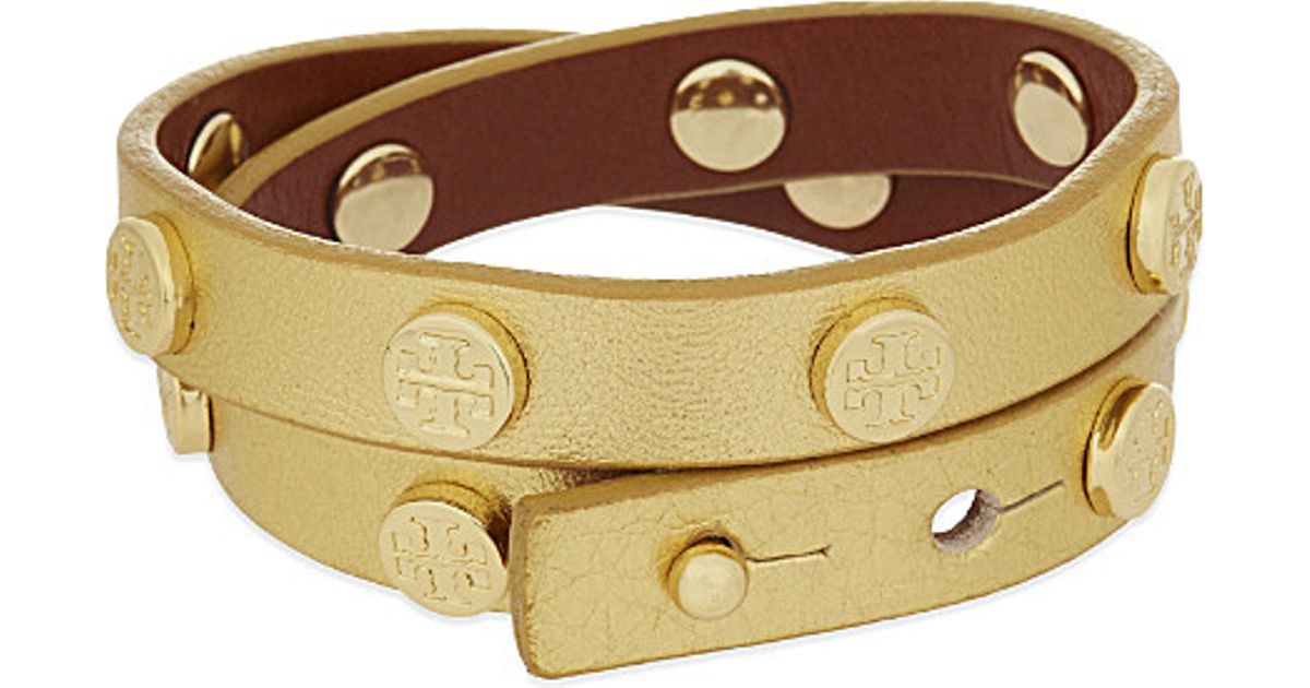 Lyst Tory Burch Leather Double Wrap Bracelet In Metallic