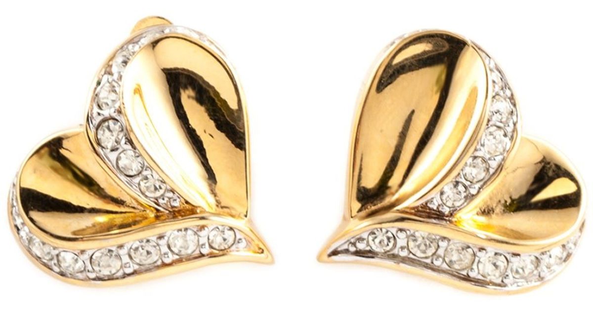 Lyst Nina Ricci Heart Shaped Earrings In Metallic