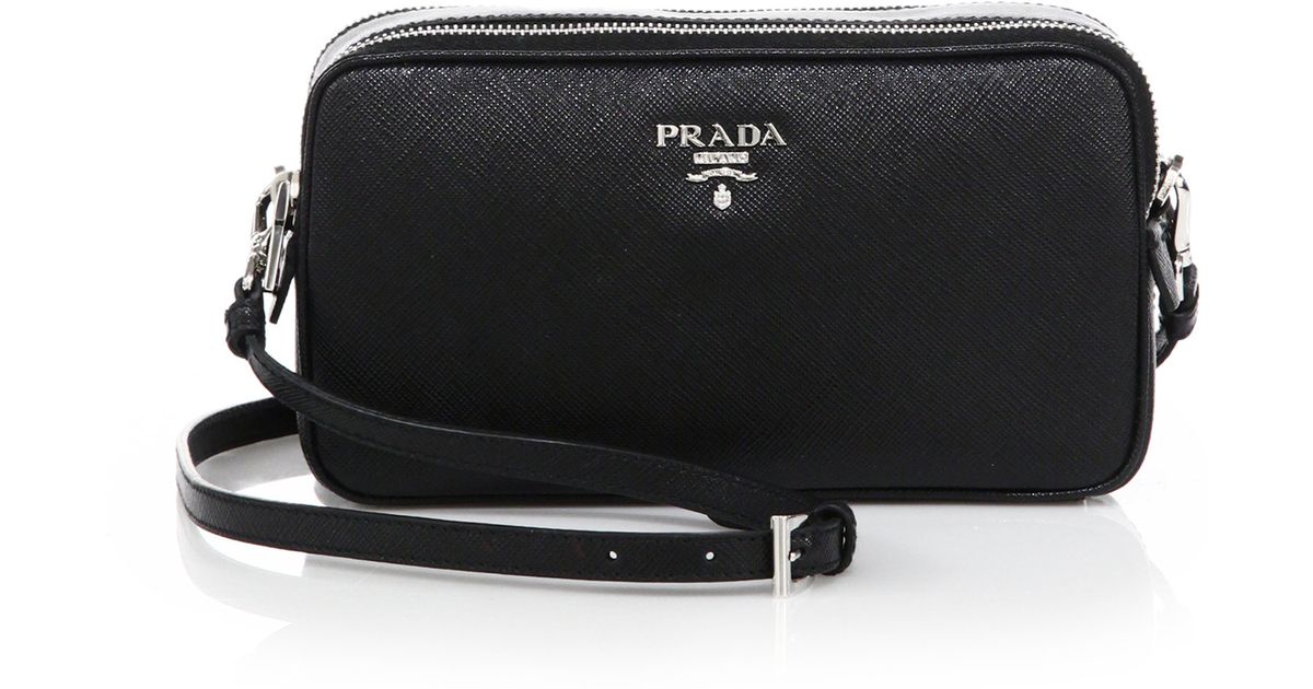 Prada Saffiano Leather Camera Bag in Black (nero) | Lyst