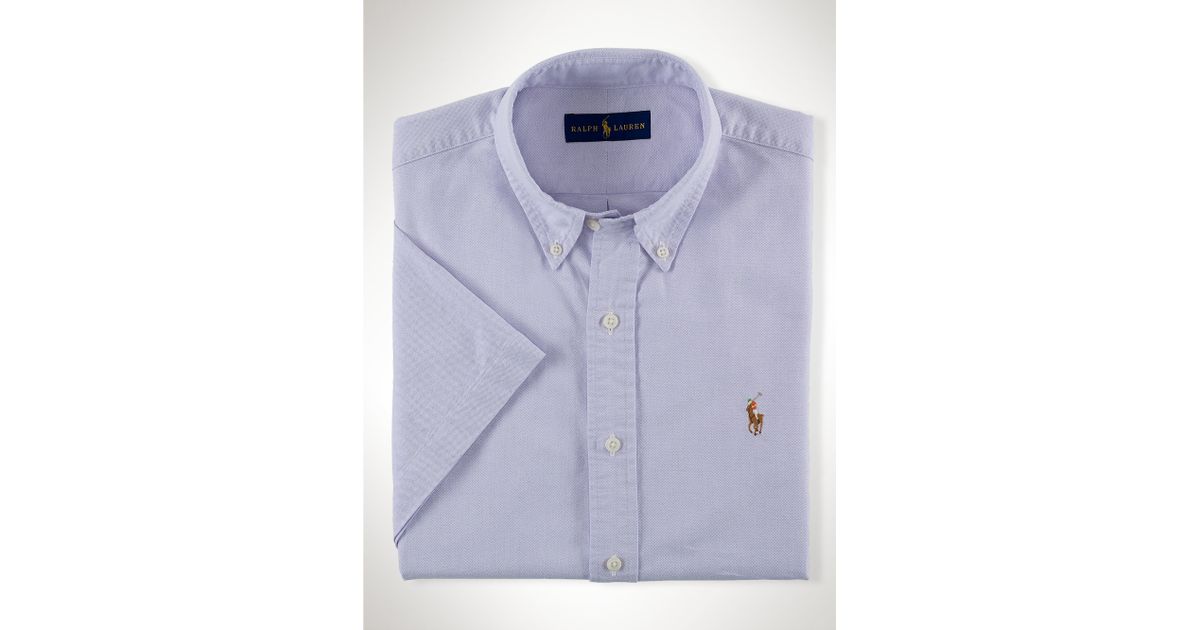 Lyst Polo Ralph Lauren Short Sleeved Oxford Shirt In Purple For Men