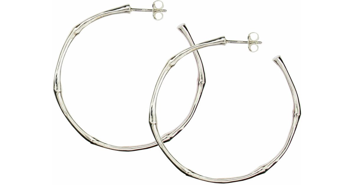 Lyst Dinny Hall Large Silver Bamboo Hoop Earrings In Metallic