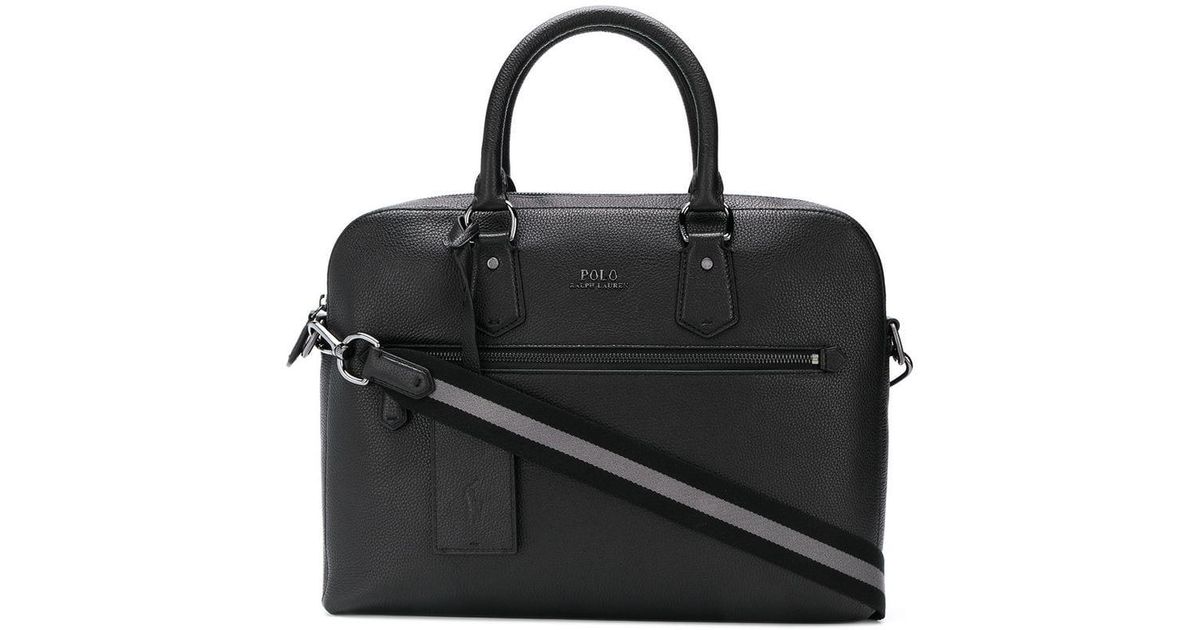 Lyst Polo Ralph Lauren Pebbled Laptop Bag In Black For Men