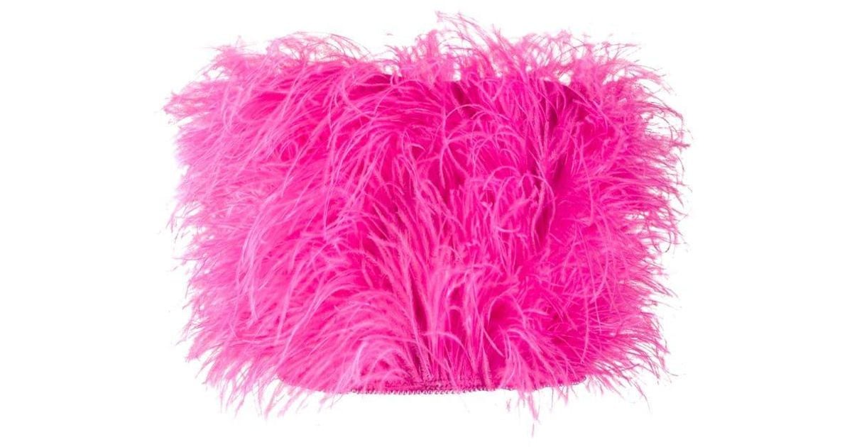 Attico Bandeau Feather Top in Pink - Save 24% - Lyst