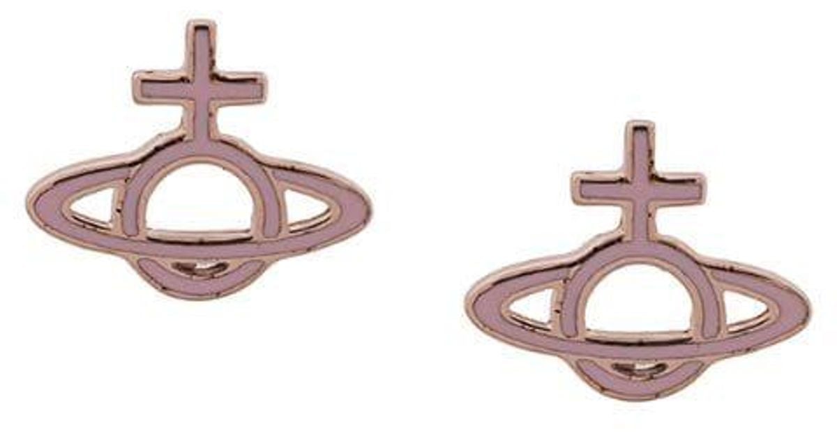 Vivienne Westwood Logo Plaque Earrings in Pink - Lyst