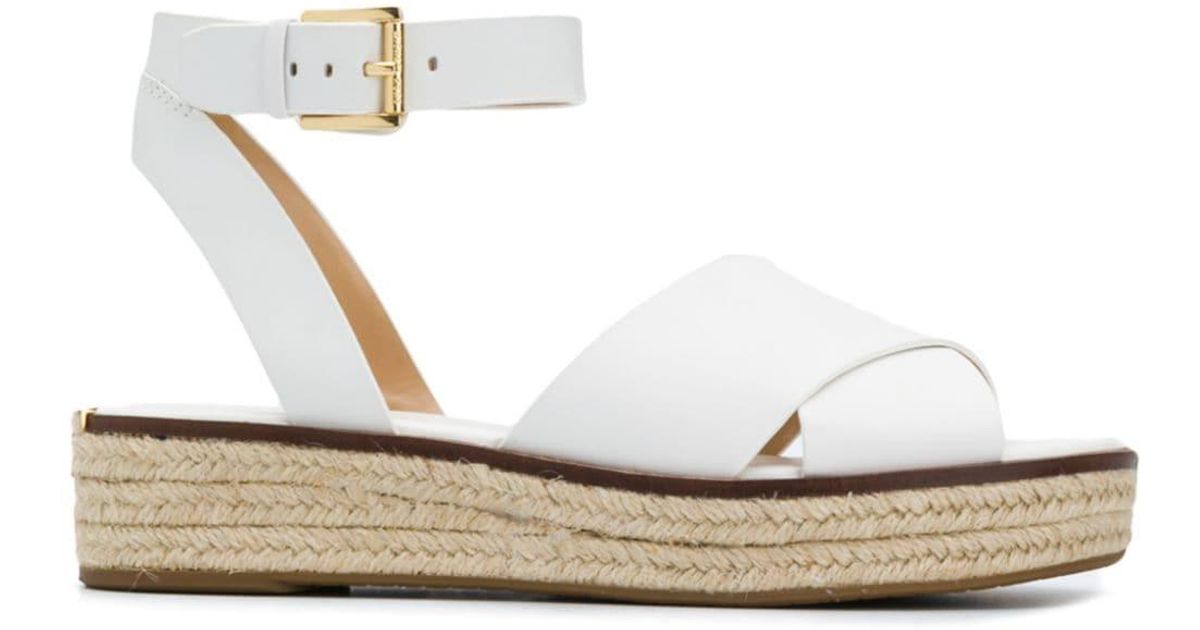MICHAEL Michael Kors Leather Abbott Espadrille Sandals in White - Save 52% - Lyst