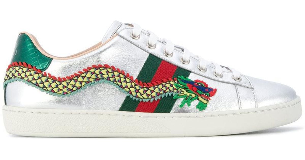 gucci silver dragon sneakers