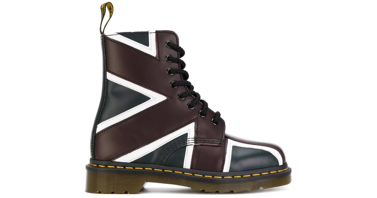 Dr. Martens Leather Pascal Union Jack Boots in Blue Lyst