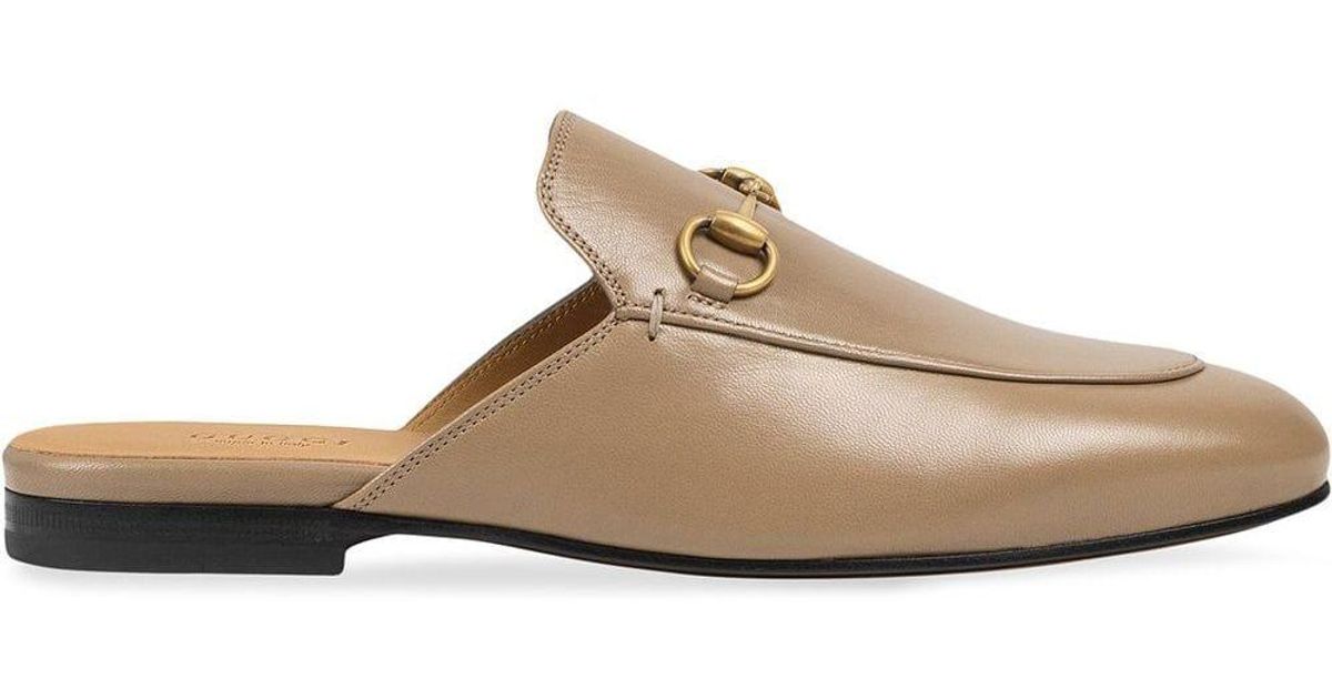 Gucci Women's Princetown Leather Slippers in Brown - Lyst