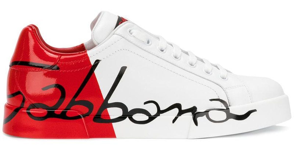 dolce and gabbana red and white sneakers