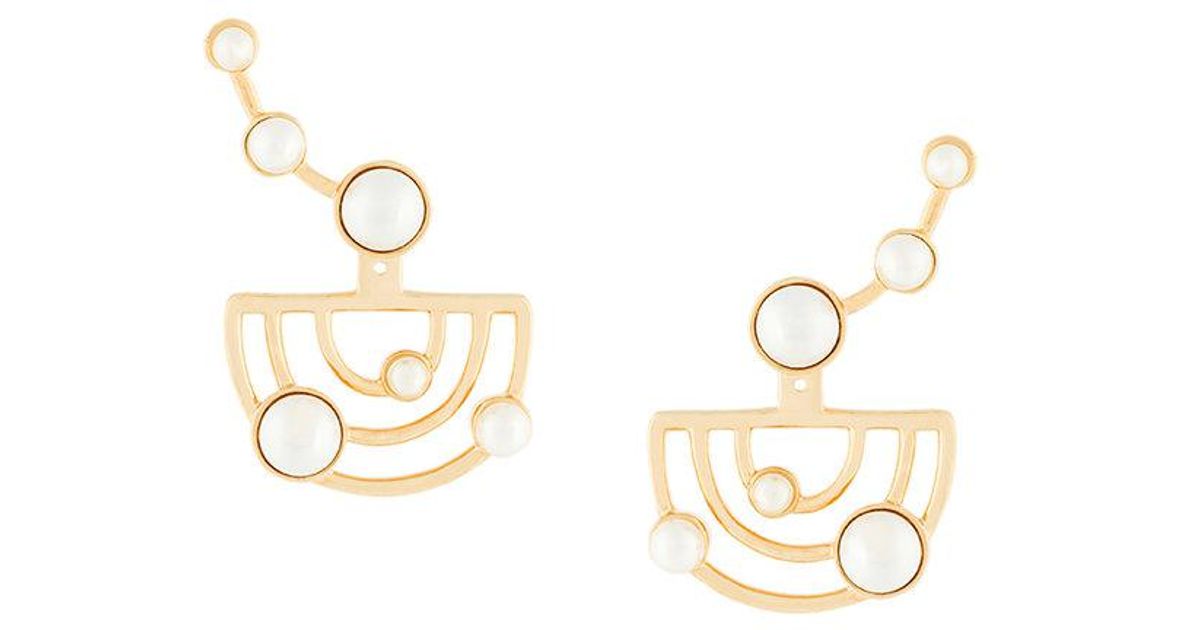 Lyst Eshvi Swarovski Pearl Earrings In Metallic