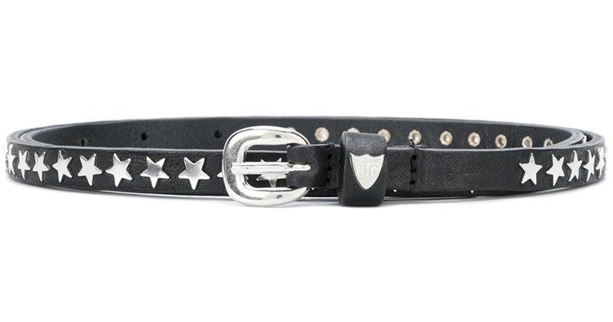 Htc Los Angeles Leather Star Studded Buckle Belt in Black - Lyst