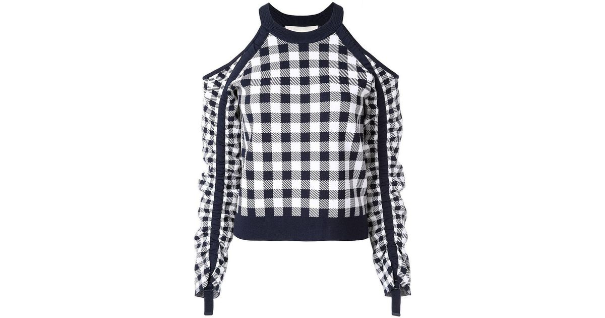 blue gingham sweater