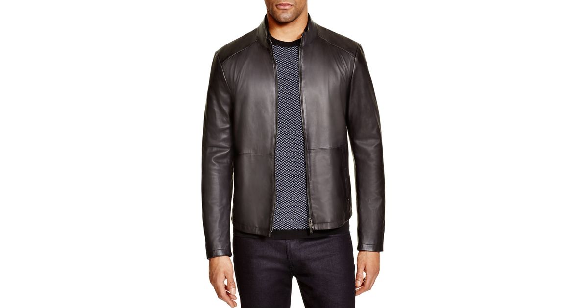 Armani Slim Fit Lamb Leather Jacket In Brown For Men Lyst