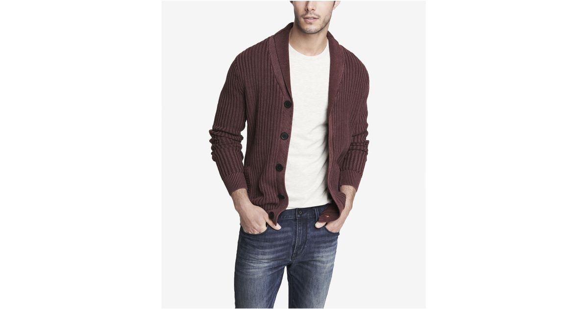  Express  Acid Wash Shawl Collar Cardigan  in Red for Men Lyst