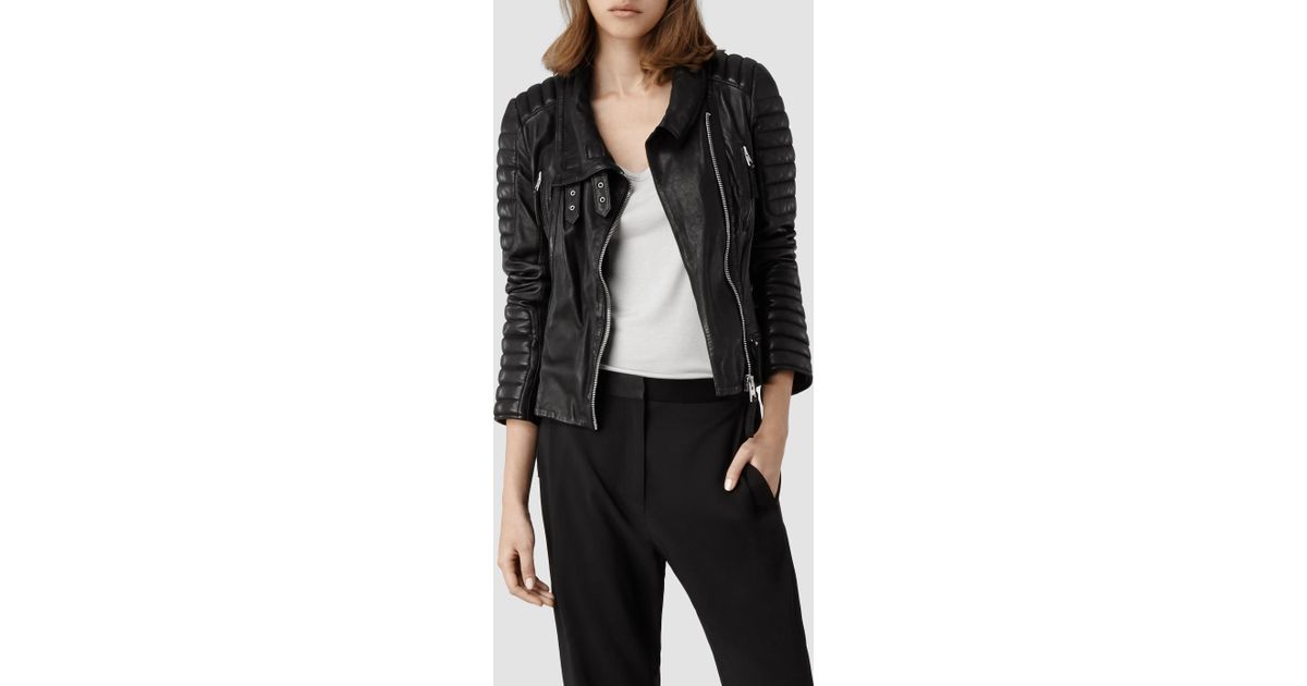 Allsaints Steine Leather Biker Jacket In Black Lyst