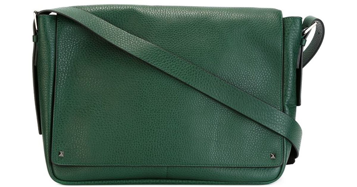 Lyst Valentino Rockstud Messenger Bag In Green For Men