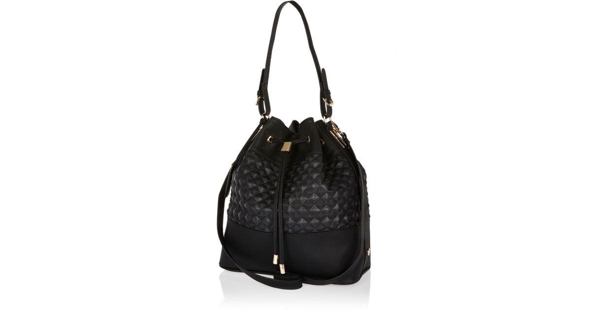 River Island Black Quilted Duffle Bag Lyst